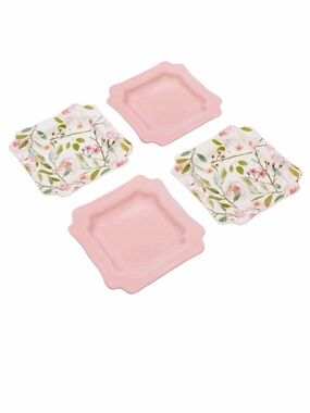 Sweet Laurel Set Of Four 6” Pink/Floral Dessert Plates NWT/In Box